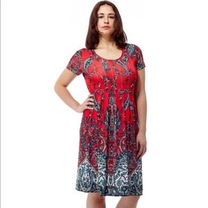 La Cera Women Red Maxi Dress Plus Size 1x sheer